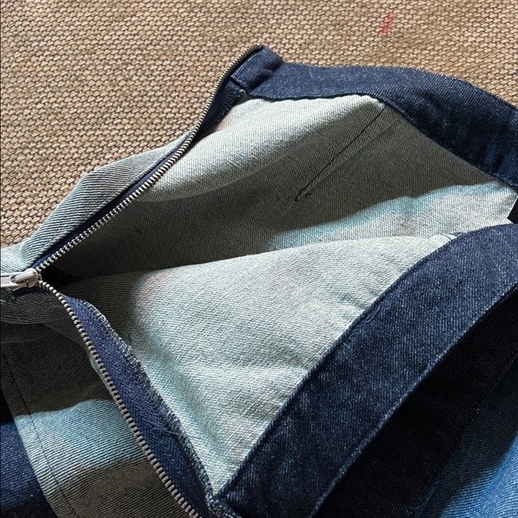 Vici Stylish patchwork Denim skirt side‎ zip front button asymmetrical size L - Picture 11 of 12